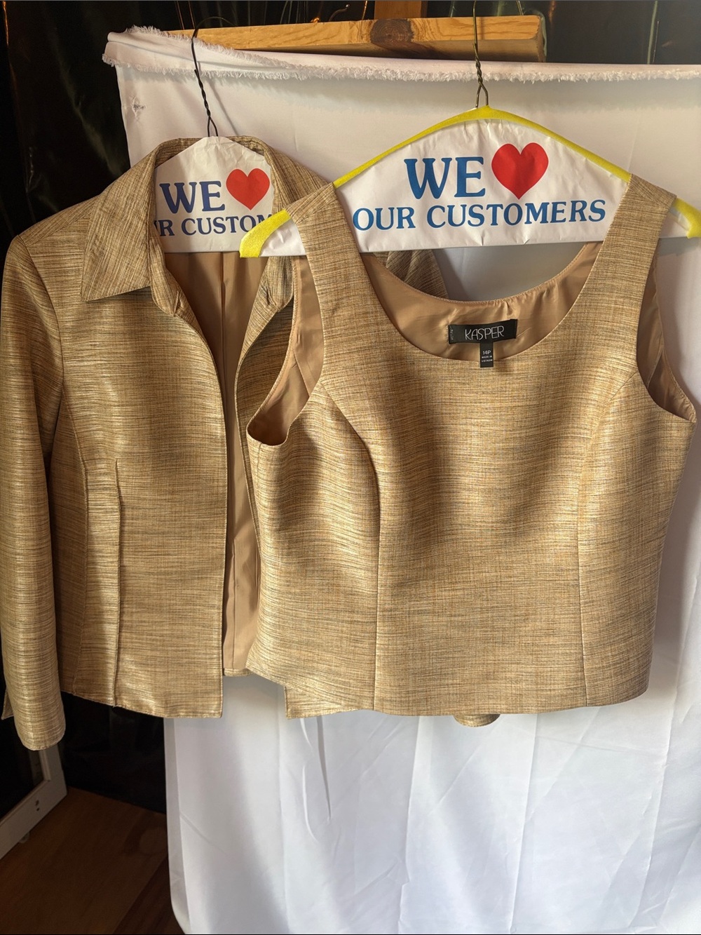 Kasper Metallic Gold Sleeveless Top & Matching Jacket Set